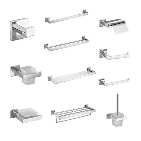 Bathroom Hardware Wall Mounted Stainless Steel Bathroom Accessories Towel Bar Metal Set
