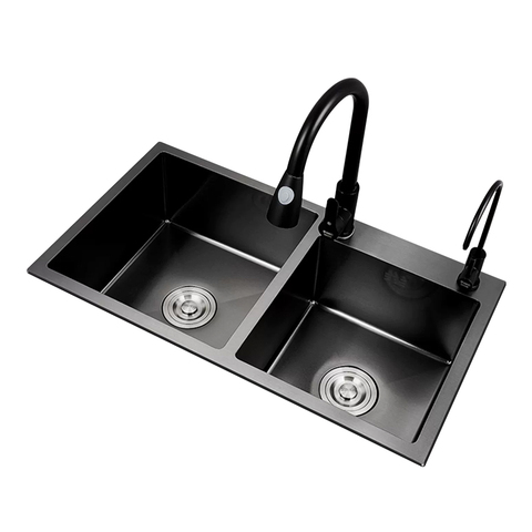 Stainless Steel 304/201 Waterfall  Kitchen Sink Intelligent Black Color Hight Quality with Cutting Board for Home Use
