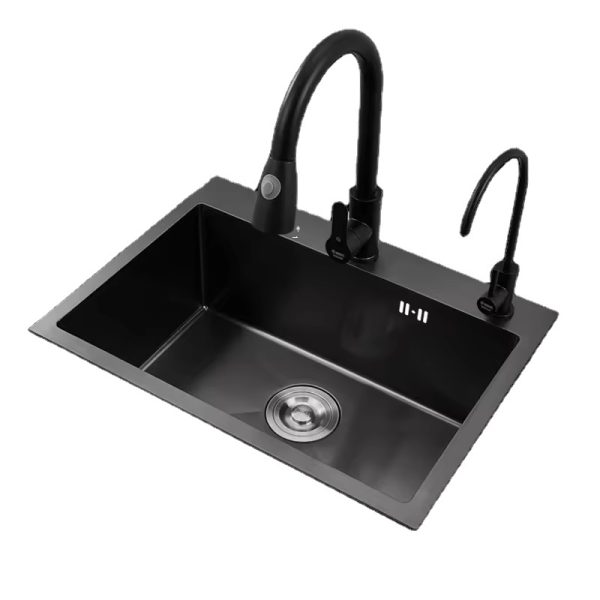 Stainless Steel 304 Wire Drawing Process Kitchen Hotel Modern Design Rectangular With Multifunctional Faucet