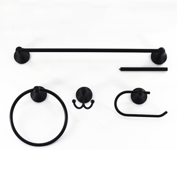 Stainless Steel 4 PCS Bathroom Accessories Luxury Set Black Bathroom Hardware Accessories