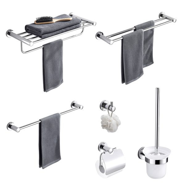 Stainless Steel Bathroom Sanitary Wall Mounted Chrome Bathroom Accessories Hardware Set