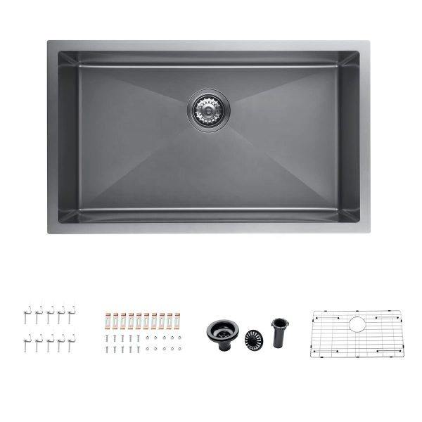 Stainless Steel Single Bowl Nano Dark Grey Modern Kitchen Sinks Black Kitchen Sink Undermount