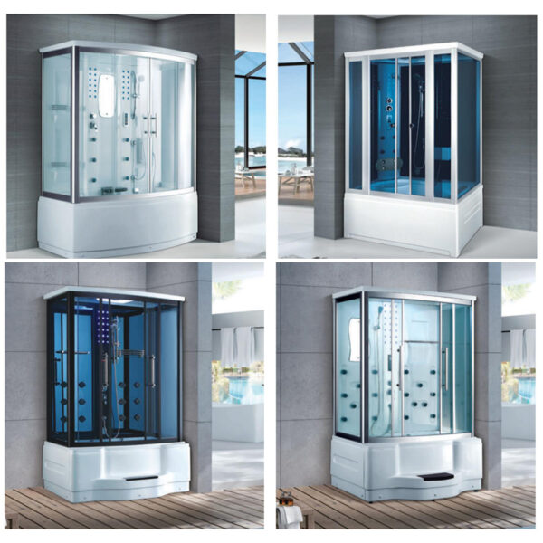 Shower Steam Room With Massage Tub,Corner Whirlpool Massage Luxury Steam Cabin