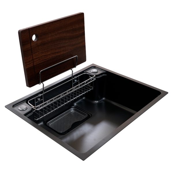 Stylish Modern Stainless Steel Kitchen Sink High Quality Single Bowl with Two Holes Durable Anti-Scratch Decor