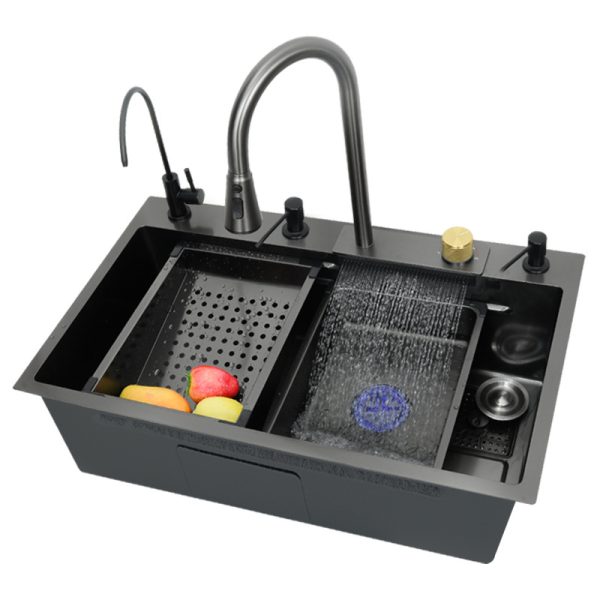 Thickened Fei Yu Waterfall One-piece Pull-out Faucet Handmade Sink Kitchen Washbasin
