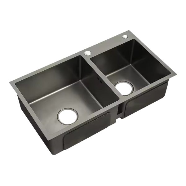Top Mount Stainless Steel Double Basin Kitchen Sink Durable Easy to Clean with Square Three-Hole Bowl Design for Kitchens