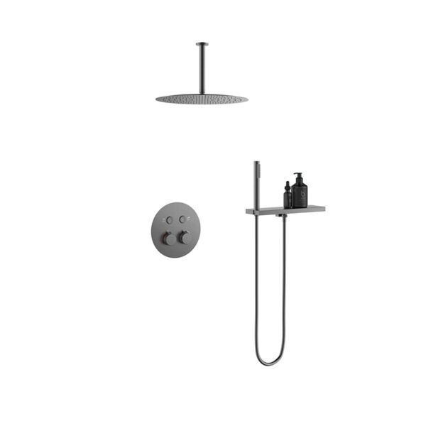 Top spray constant temperature Bathroom Gun Gray Brass Shower Wall Mounted Concealed Rainfall Shower Systems