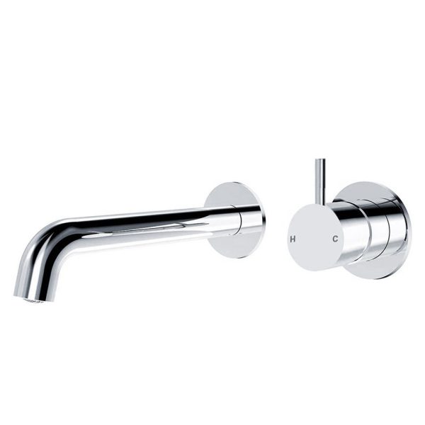 Two Holes Copper Chrome Polished Wall Mounted Bathroom Taps Basin Mixer Vanity Faucet on Sales