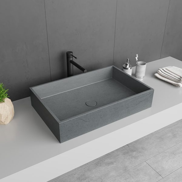UPC Rectangular Hotel Countertop Cement Sink Wash Hand Basin Designs Bathroom Grey Concrete Sink Restaurant Art Wash Basin