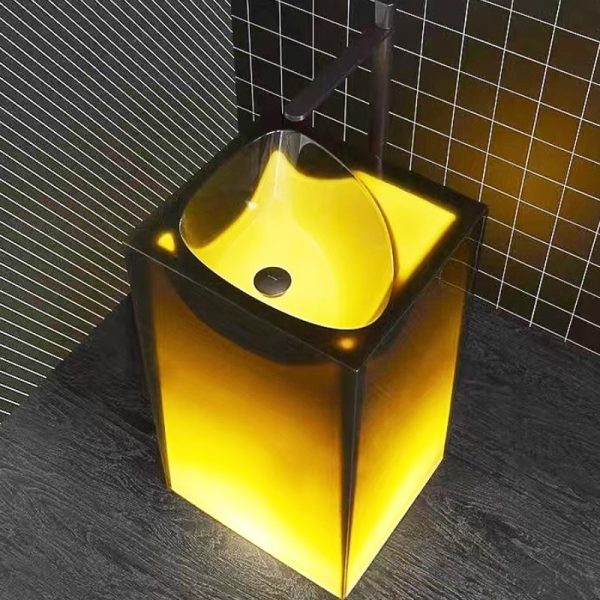 Artificial Resin Stone Clear Transparent Floor Mounted Bathroom Wash Basin Sinks