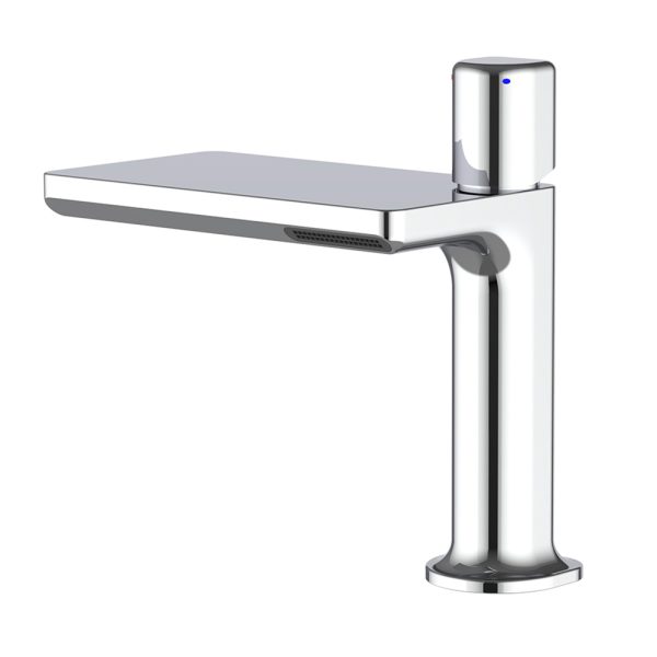 Unique Hot Cold Water Faucet Deck Mounted Single Hole Bathroom Tap Chrome Brass Single Knob Washroom Basin Mixer