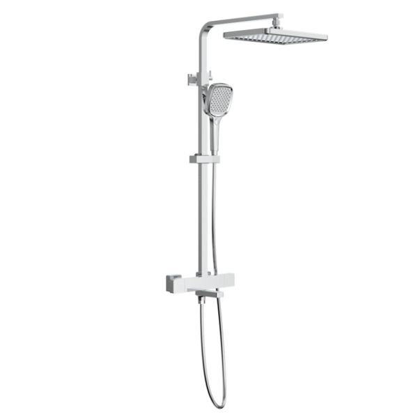 Universal Contemporary Copper Faucet Thermostatic Smart Square Brass Shower Set Polished 3 Functions Soft Rain Massage Chrome