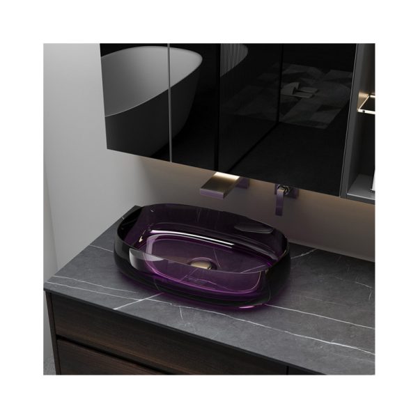 Luxury Purple Sinks Durable Resin Material Bathroom Sinks for Home Transparent Sinks