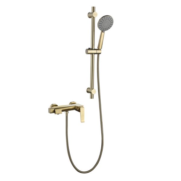brass mixed water valve brushed gold shower head apartment minimalist hotel shower System Rain Set Bathroom