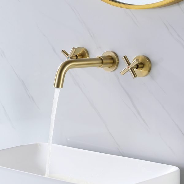 New Wall Mounted Basin Mixer Tap Bathroom Faucet Brass Luxury Gold Basin Faucet Mixer