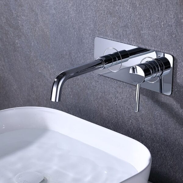 Wall Mounted Faucet Single Handle Hotel Bathroom Basin Faucet Hot Cold Mixer Tap - Imagem 3