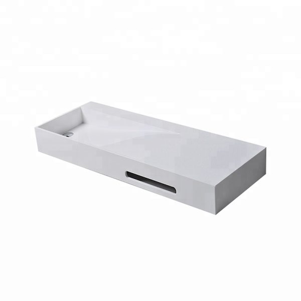 Wall Mounted Basin, Wall Hung Long Sink Basin, Solid Surface Bathroom Wash Basin