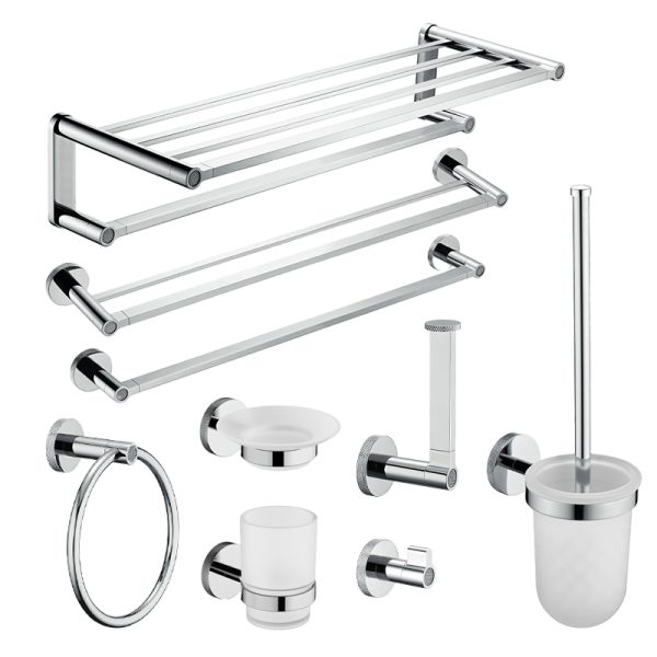 Wall Mounted Brass Bathroom Fittings Chrome Bath Hardware Sets with CE Certificate