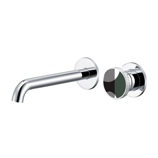 Wall Mounted Washroom Faucet Hot Cold Water Supply In-Wall Single Handle Black Finished Brass Bathroom Basin Mixer Faucet