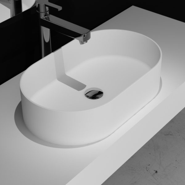 Wash Basin High Gloss and Matte Solid Surface Stone Basin with Drainer for Hotel and Family Use