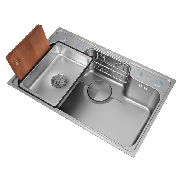 Multifunctional Single Bowl Kitchen Sink Faucet Nano Surface Four Holes-Fashionable Accessories for Japanese Korean Market