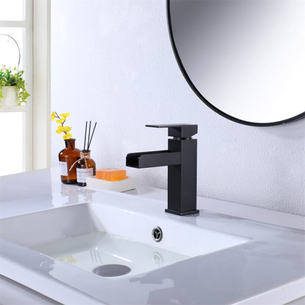 Waterfall Spout Faucet Deck Mounted Hand Wash Solid Brass Bathroom Tap Hot and Cold UPC Wash Basin Faucet