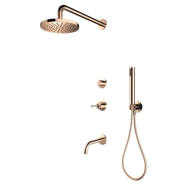 Concealed Shower Set Bathroom Rose Gold Mixer Taps Showers Wall Mounted Handle