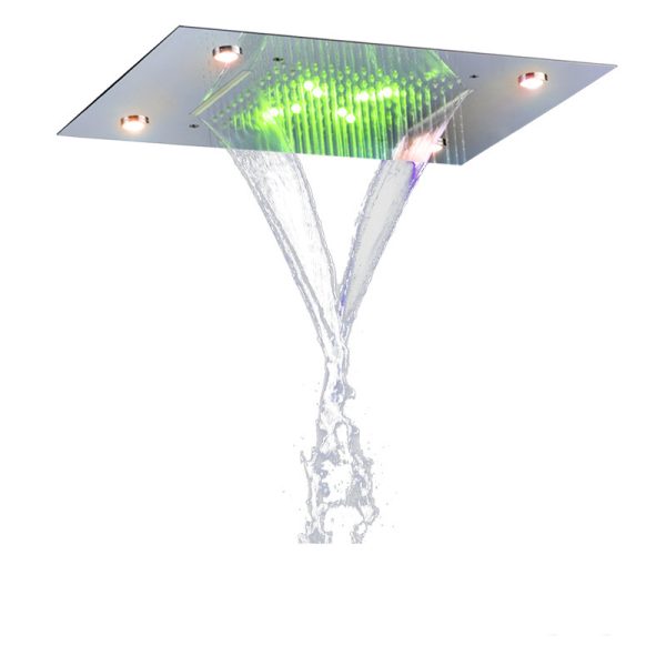 Weihao Bathroom Shower Head LED Rectangular Shower Faucet Overhead Rainfall Top Sprayer