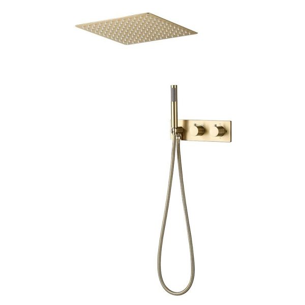 Weihao Brushed Gold Exposed Bathroom Shower Set 2 Functions Shower System Bathroom Shower Faucets