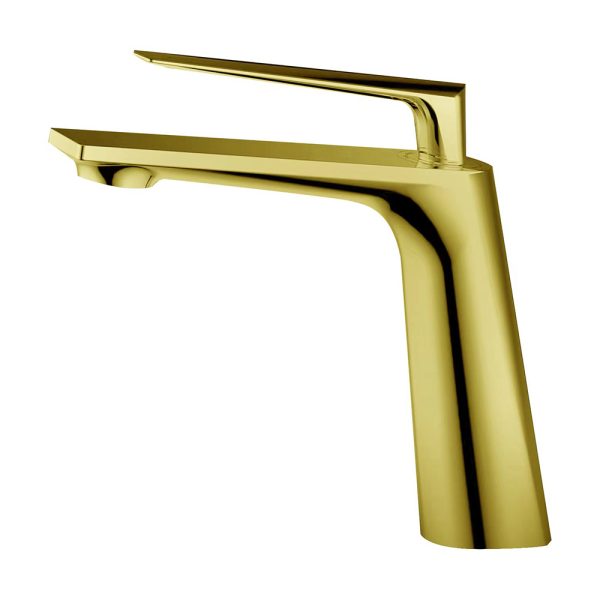 Wholesale Brushed Golden Basin Faucets Brass Single Handle Villa Copper Bathroom Faucet Mixer