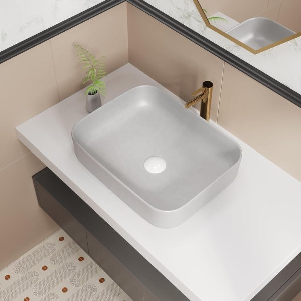 Wholesale Counter Top Art Sanitary Ware Hand Wash Matte Gray Ceramic Base Bathroom Sink