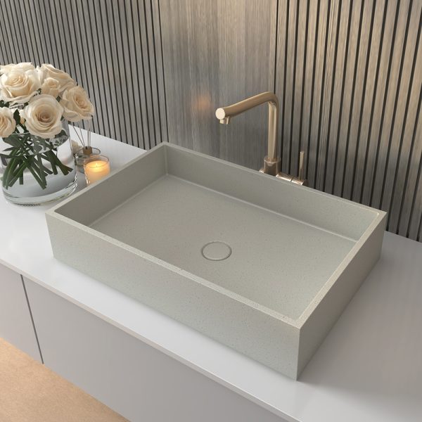 Wholesale Engineering Special Modern Rectangular Wash Basin Bathroom Concrete Sink Bathroom Countertop Wash Basin Gray