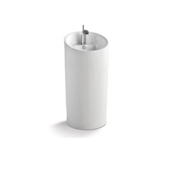 Wholesale Freestand One Piece Sanitary Ware Round Bathroom Ceramic Hand Wash Pedestal  Sink Basin