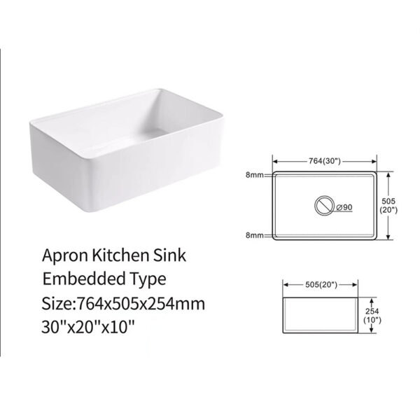 Wholesale Good Quality Kitchen Sink White Porcelain Apron Front Single Bowl Handmade Farmhouse Kitchen Sink – Bild 12