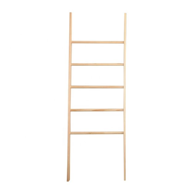 Wholesale High Quality 5 Layers Clothes Hanger Wood Ladder Towel Shelf Living Room Storage Towel Ladder