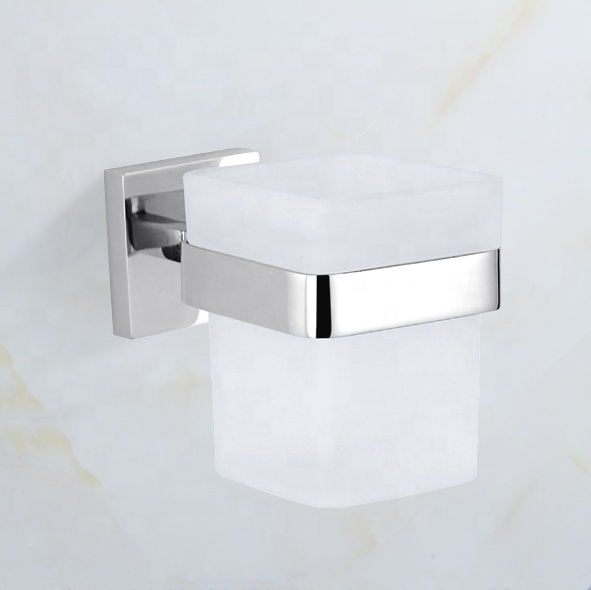 Wholesale High Quality Wall Mounted 304 Stainless Steel Glass Material Toothbrush Cup Holder