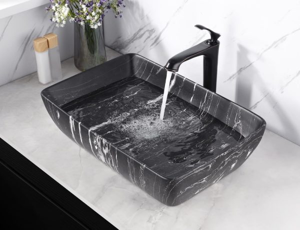 Wholesale Luxury Rectangular Hand Wash Basin Bathroom Above Counter Marbling Vanity Sink