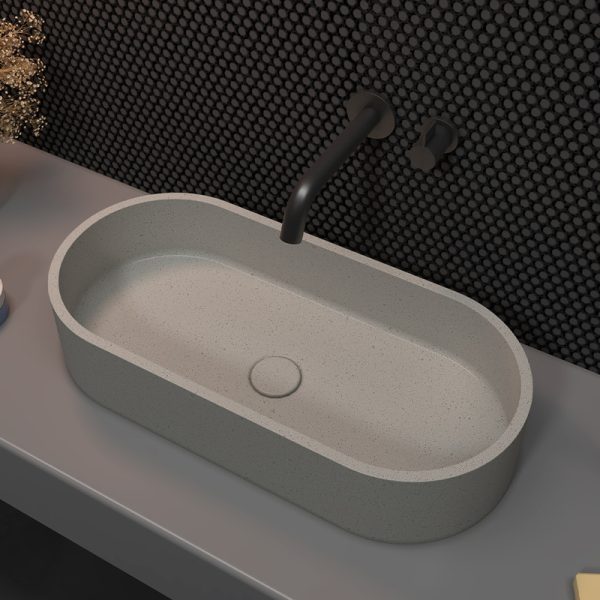Wholesale Modern Art Handmade Counter Top Concrete Terrazzo Washbasin Round Bathroom Basin Wash Cement Hand Face Sink
