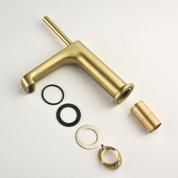Wholesale Modern Luxury Hotel Gold Bathroom Brass Single Hole Water Basin Sink Vanity Faucet Mixer Tap - Imej 8