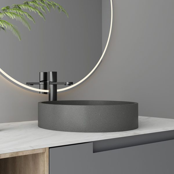 Wholesale Modern Round Concrete Bath Basin on the Counter Mount Container Sink Bathroom Wash Basin Sink