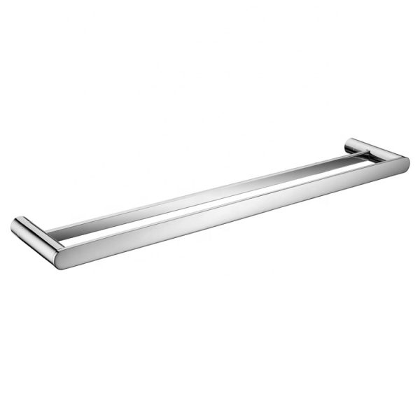 Wholesale Round Double Towel Rail Wall Mounted Towel Shelf Holder Bathroom Hotel Stainless Steel Bar Towel Rack