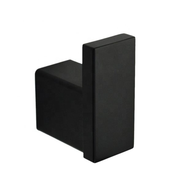 Wholesale Wall Mounted Home Bathroom Bedroom Matt Black Square 304 Stainless Steel Clothes Holder Towel Coat Hanging Robe Hook