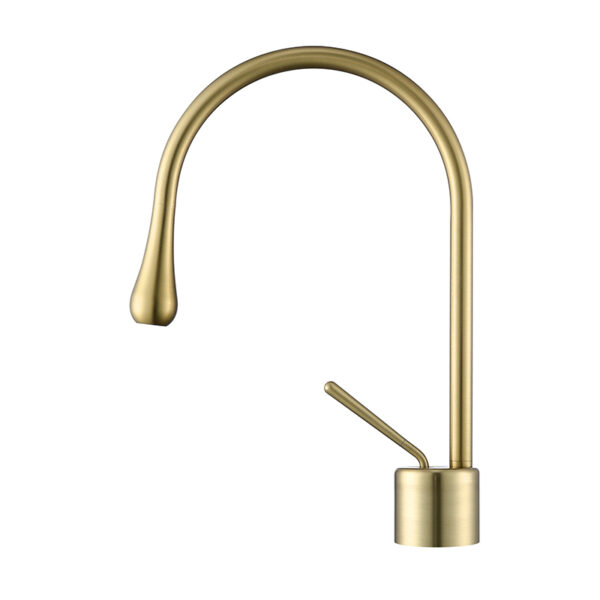 Modern square bathroom sink mixer taps 1 hole single lever handle golden