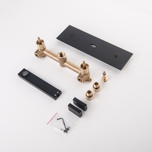 Factory Directly Brass 2 Lever Handles Square Wall Mounted Bathroom Sink Basin Faucet - Imagen 3