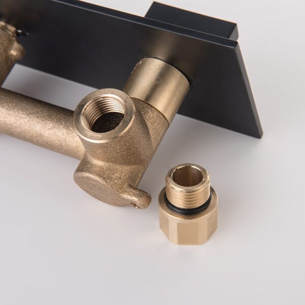 Factory Directly Brass 2 Lever Handles Square Wall Mounted Bathroom Sink Basin Faucet - Imagen 10