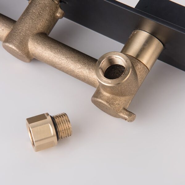 Factory Directly Brass 2 Lever Handles Square Wall Mounted Bathroom Sink Basin Faucet - Imagen 11