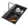 high-quality handmade black single slot kitchen sink and vegetable sink