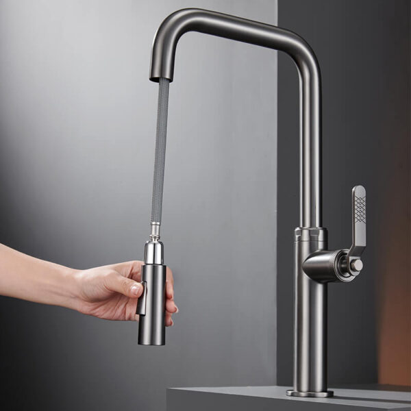 High Arc Single Handle Spring Kitchen Sink Faucet