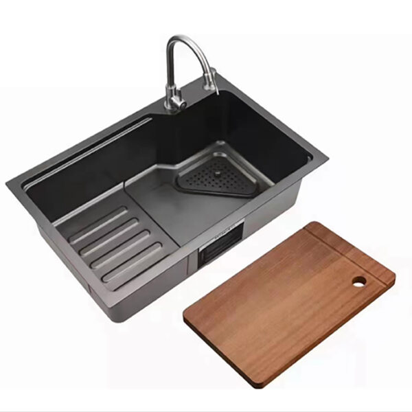 kitchen sink stainless steel smart digital display waterfall kitchen sink with cup rinser hand made kitchen sink 1