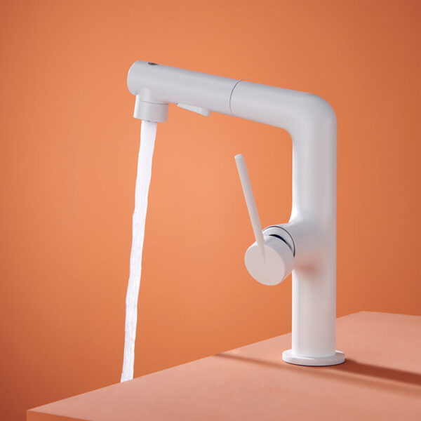 Bathroom matte white cold and hot water basin faucet